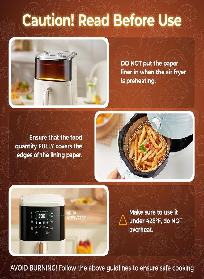 Desi BAE 100 PCS Air Fryer Paper Sheets, Disposable Paper Liner for Microwave, Oil-Proof Air Fryer Parchment Paper for Frying, Baking, Cooking, Roasting and Microwave (Square 8 inch) - Image 3